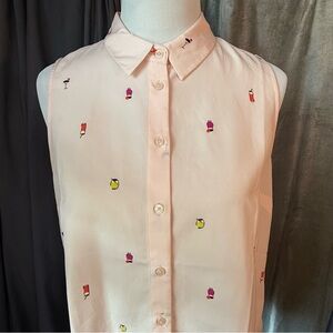 Cocktail Drinky-Drink Print Sleeveless Blouse